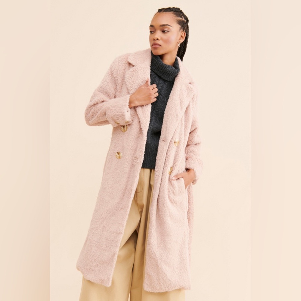 Free People Women’s Cuff It Coat Pink Size Medium NWOT